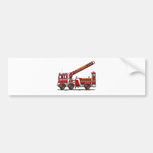 Hook and Ladder Fire Truck Bumper Sticker (Front)