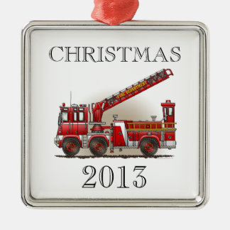 Hook and Ladder Fire Truck Metal Tree Decoration