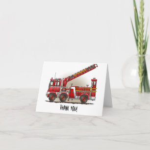 Hook and Ladder Fire Truck Thank You Card
