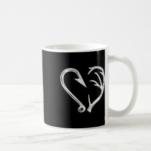 Hook Antler Heart Love Fishing Hunting Fish Deer H Coffee Mug