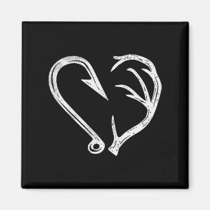 Hook Antler Heart Love Fishing Hunting Fish Deer H Magnet