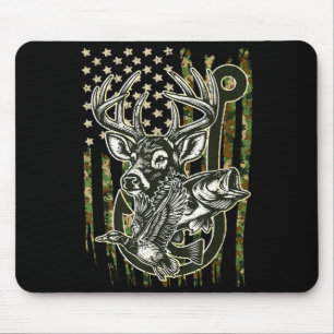 Hook Antler Heart Love Fishing Hunting Fish Deer H Mouse Pad