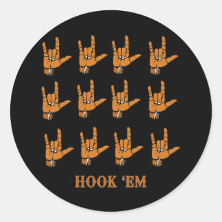 Hook Em Classic Round Sticker