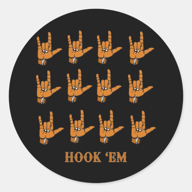 Hook Em Classic Round Sticker (Front)
