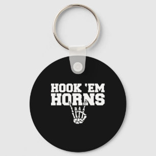 Hook em Skeleton Horns Halloween 1  Key Ring