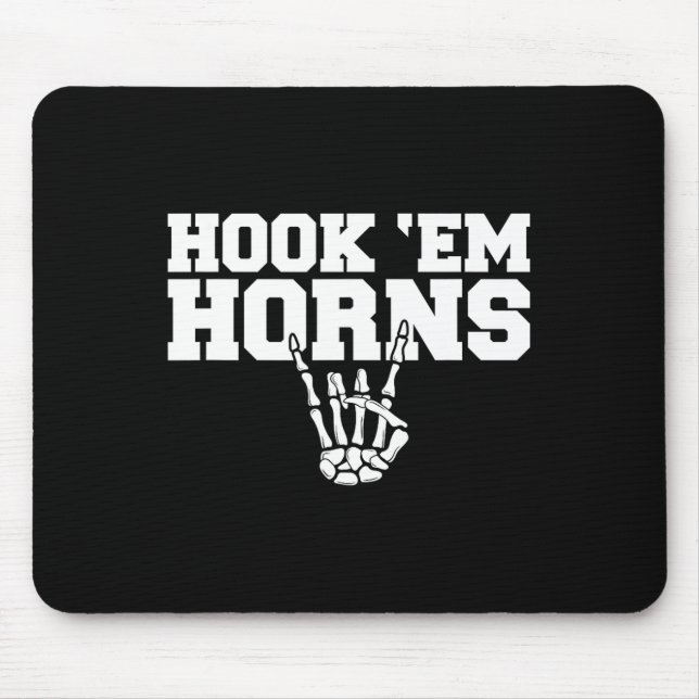 Hook em Skeleton Horns Halloween 1  Mouse Pad (Front)