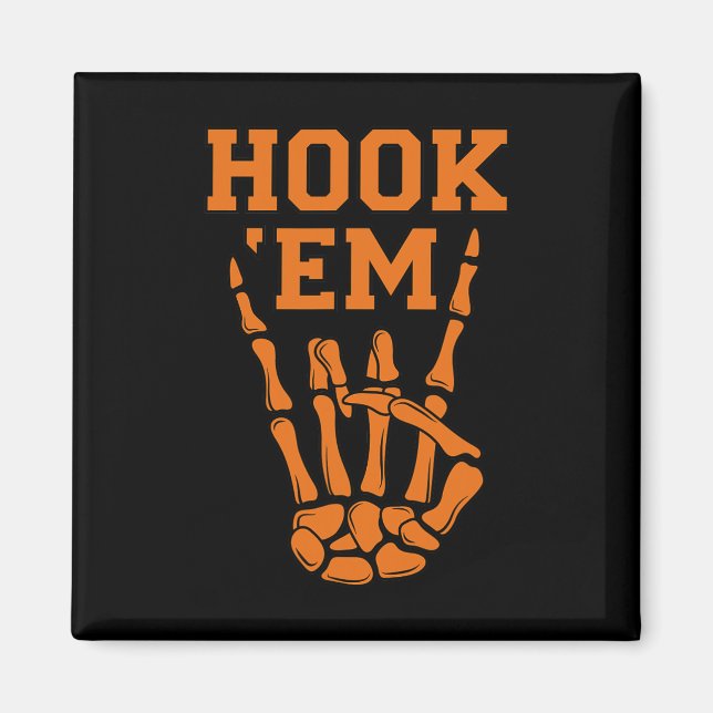 Hook em Skeleton Horns Halloween  Magnet (Front)