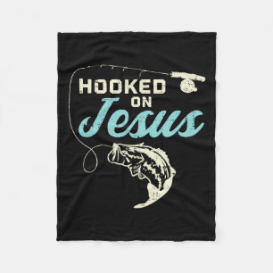 Hook On Jesus Byb Fishing Christian Religious God Fleece Blanket