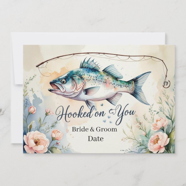 Hook on you for fishing Wedding save the date Invitation (Front)