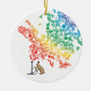HOOKAH HARE CERAMIC TREE DECORATION