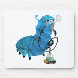 Hookah Smoking Blue Catterpillar Mouse Pad