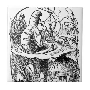 Hookah Smoking Caterpillar Alice in Wonderland Tile