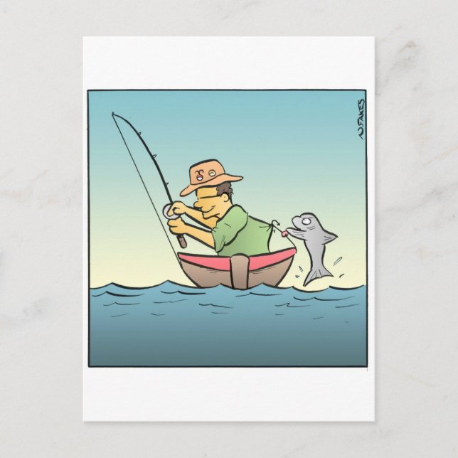 Hooked Fisherman Postcard (Front)