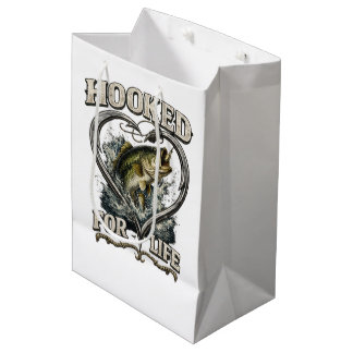 Hooked for Life Bass Fishing Heart Medium Gift Bag