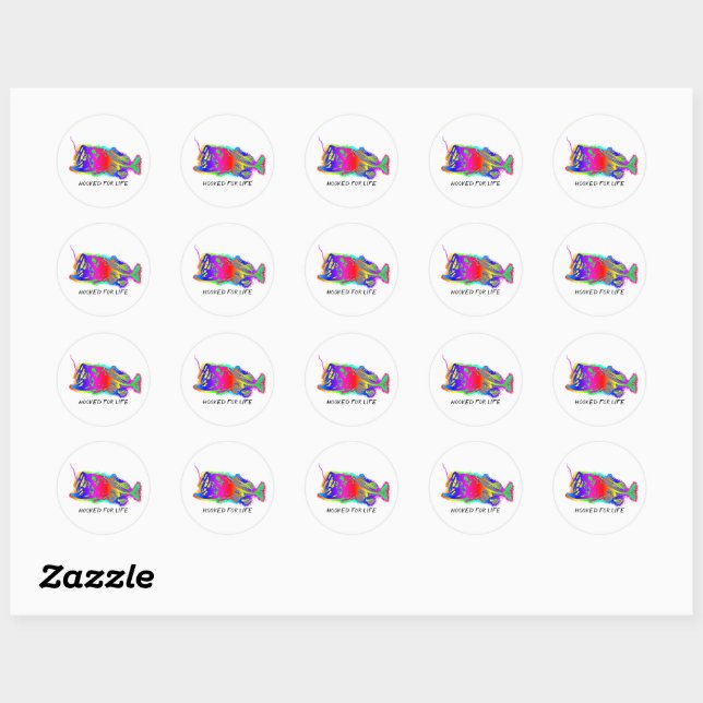 HOOKED FOR LIFE Multi-Colour Classic Round Sticker (Sheet)