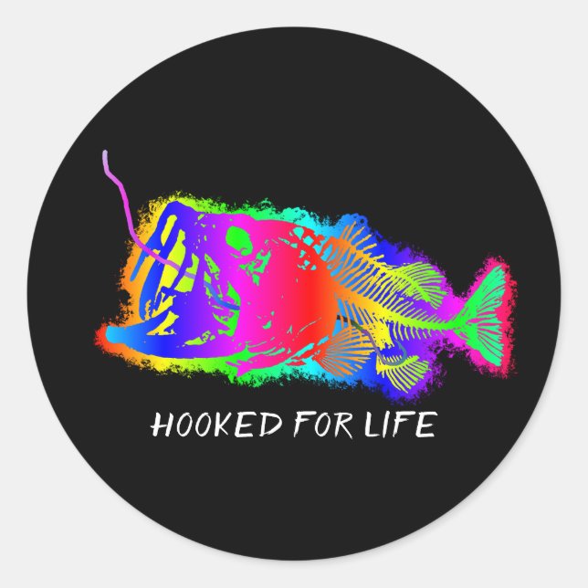 HOOKED FOR LIFE Multi-Colour Classic Round Sticker (Front)