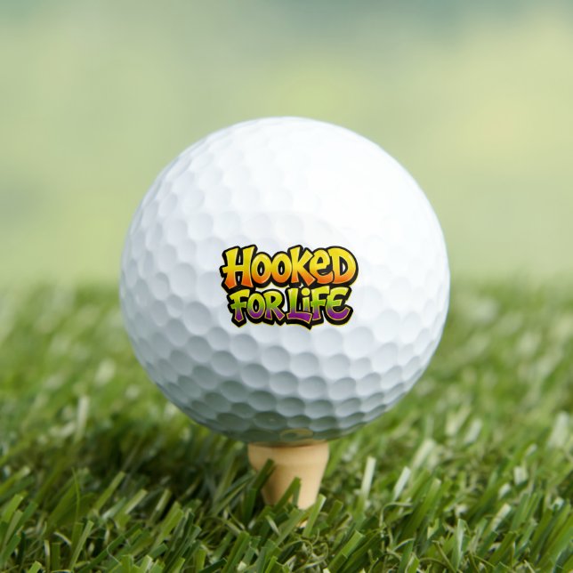 Hooked For Life Rainbow Graffiti Golf Balls (Insitu Tee)