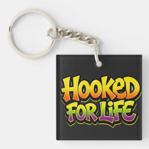 Hooked For Life Rainbow Graffiti Key Ring