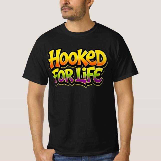 Hooked For Life Rainbow Graffiti T-Shirt (Front)