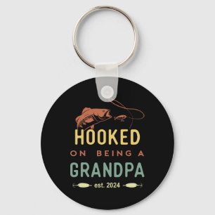 Hooked On Being A Grandpa Est 2024 First Time Gran Key Ring