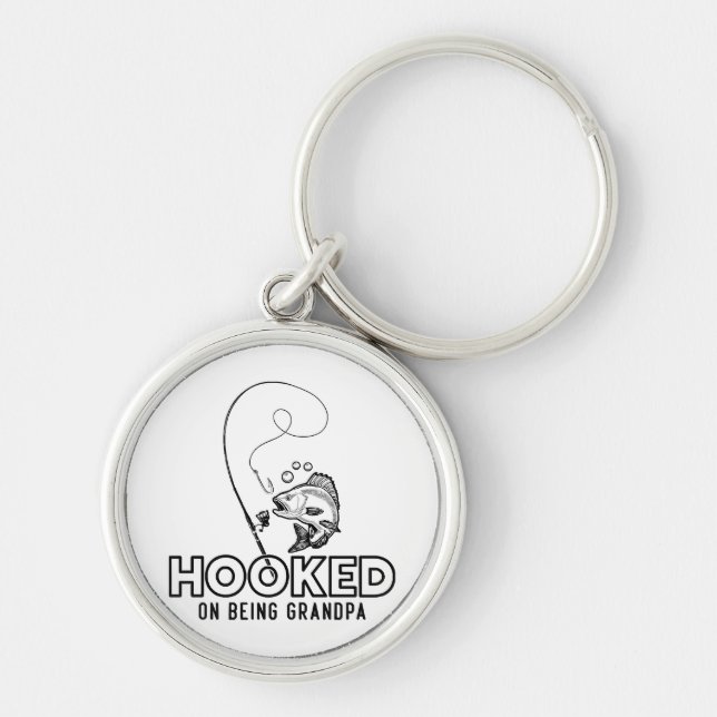 Hooked On Being A Grandpa Key Ring (Front)