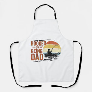 Hooked On Being Dad Vintage Fishing Shirt Design_1 Apron