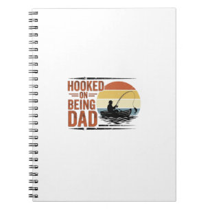 Hooked On Being Dad Vintage Fishing Shirt Design_1 Notebook