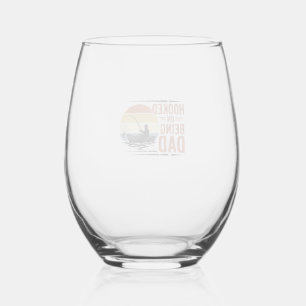 Hooked On Being Dad Vintage Fishing Shirt Design_1 Stemless Wine Glass