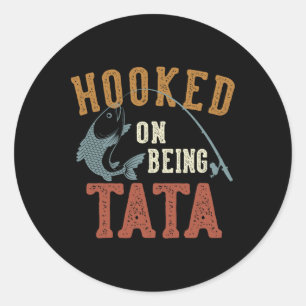 Hooked On Being Father's Day Fishing Classic Round Sticker