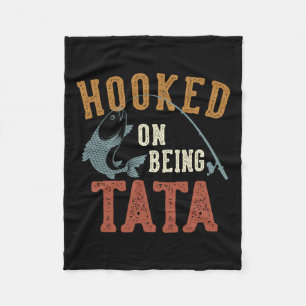 Hooked On Being Father's Day Fishing Fleece Blanket