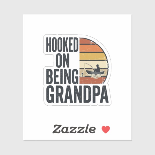 Hooked On Being Grandpa Fishing Retro Vector Desig (Sheet)