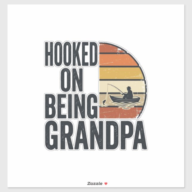 Hooked On Being Grandpa Fishing Retro Vector Desig (Sheet)
