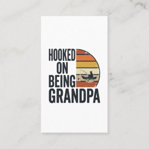 Hooked On Being Grandpa Fishing Retro Vector Desig Business Card