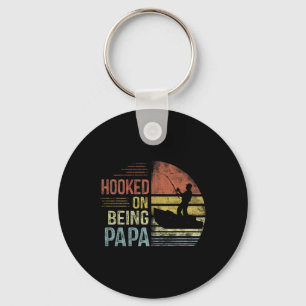 Hooked On Being Papa Fishing Gifts Papa Father's D Key Ring