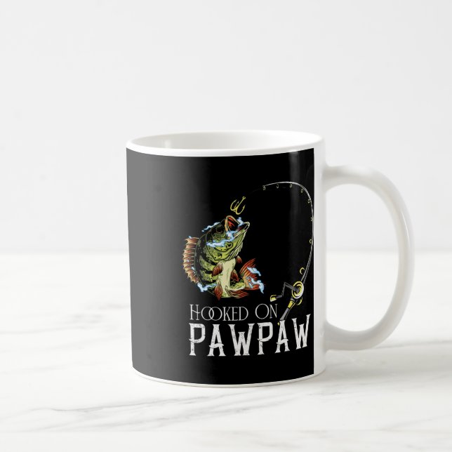 Hooked On Being Pawpaw Funny Fishing  Coffee Mug (Right)