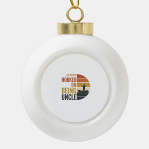 Hooked On Being Uncle Fishing Vintage Graphic_1 Ceramic Ball Christmas Ornament