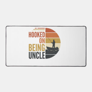 Hooked On Being Uncle Fishing Vintage Graphic_1 Desk Mat
