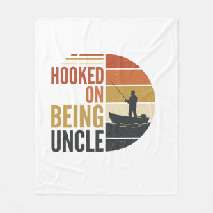 Hooked On Being Uncle Fishing Vintage Graphic_1 Fleece Blanket