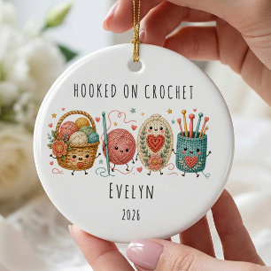 Hooked on Crochet Personalised Christmas Ceramic Ornament