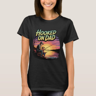Hooked on Dad â€“ Retro Fishing Father & Son Art T-Shirt