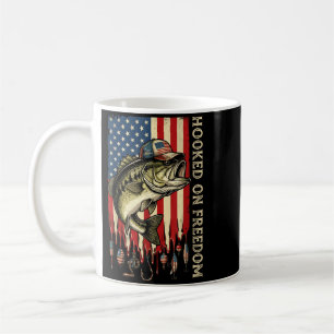 Hooked On Dom B Fish Aamerican Flag Fishing Coffee Mug