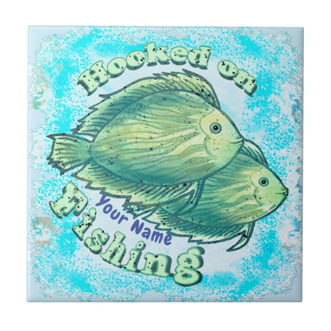 Hooked On Fishing  Ceramic Tile (Front)