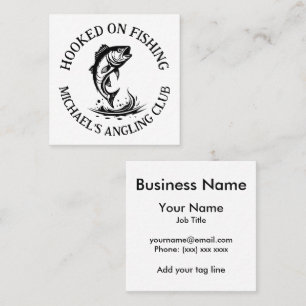 Hooked On Fishing Personalised Angler Square Business Card