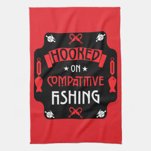 Hooked On Fishing Tea Towel