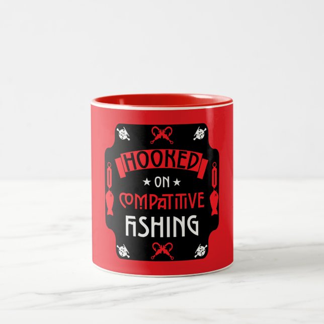 Hooked On Fishing Two-Tone Coffee Mug (Center)