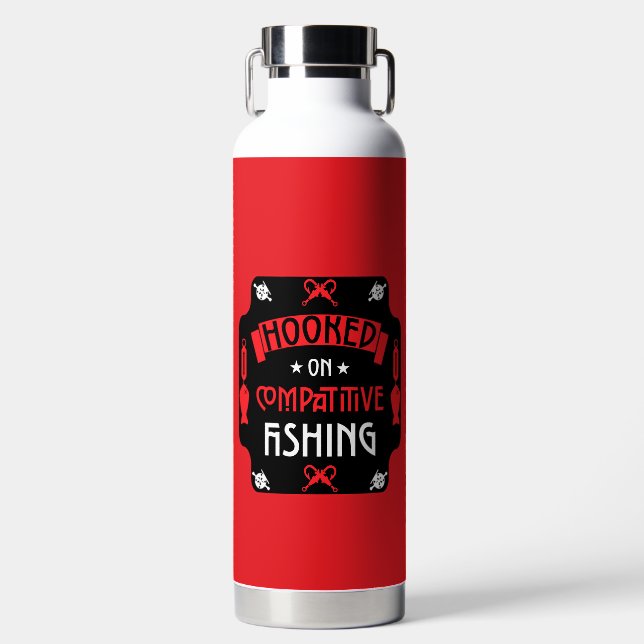 Hooked On Fishing Water Bottle (Front)
