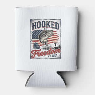 Hooked On Freedom 4th July Fishing Can Cooler