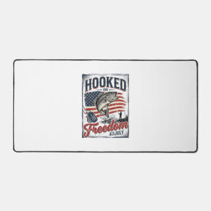 Hooked On Freedom 4th July Fishing Desk Mat