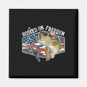 Hooked on freedom 4th of july camo bass fishing magnet