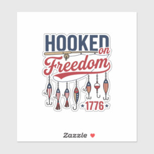 Hooked on Freedom Patriotic Fishing Shirt Design (